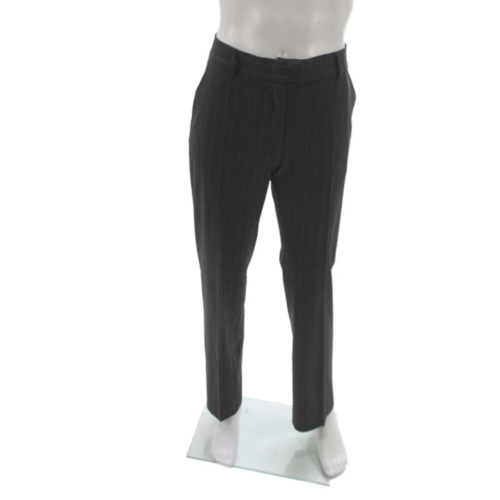 Piazza Sempione Women Gray Striped Dress Pants Virgin Wool Button Size 44